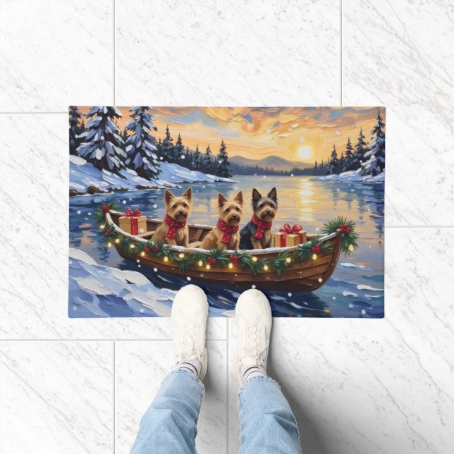 Australian Terrier Christmas Boat Holiday Fußmatte (Indoor)