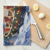 Australian Terrier Christmas Boat Holiday Geschirrtuch (Viertel Falte)