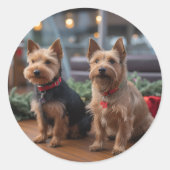 Australian Terrier Christmas Cruise: Pawsome Runder Aufkleber (Vorderseite)