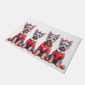 Australian Terrier Christmas Dress Santa Hat Fußmatte (Schrägansicht)