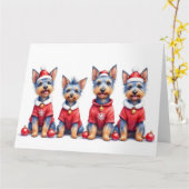 Australian Terrier Christmas Dress Santa Hat Karte (Gelbe Blume)