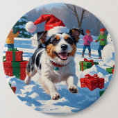 Australian Terrier Christmas Festive Snow Scene Button (Vorderseite)