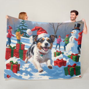 Australian Terrier Christmas Festive Snow Scene Fleecedecke
