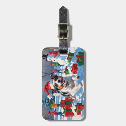 Australian Terrier Christmas Festive Snow Scene Gepäckanhänger (Vorderseite vertikal)
