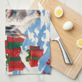 Australian Terrier Christmas Festive Snow Scene Geschirrtuch (Viertel Falte)