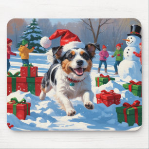Australian Terrier Christmas Festive Snow Scene Mousepad