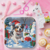 Australian Terrier Christmas Festive Snow Scene Pappteller (Party)
