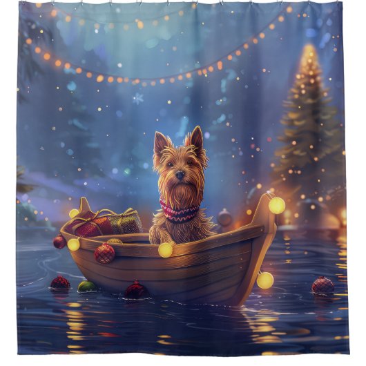 Australian Terrier Christmas Festive Voyage Duschvorhang (Vorderseite)
