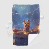 Australian Terrier Christmas Festive Voyage Golfhandtuch (Insitu)