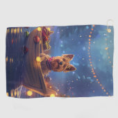 Australian Terrier Christmas Festive Voyage Golfhandtuch (Horizontal)