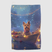 Australian Terrier Christmas Festive Voyage Golfhandtuch (Vorderseite)