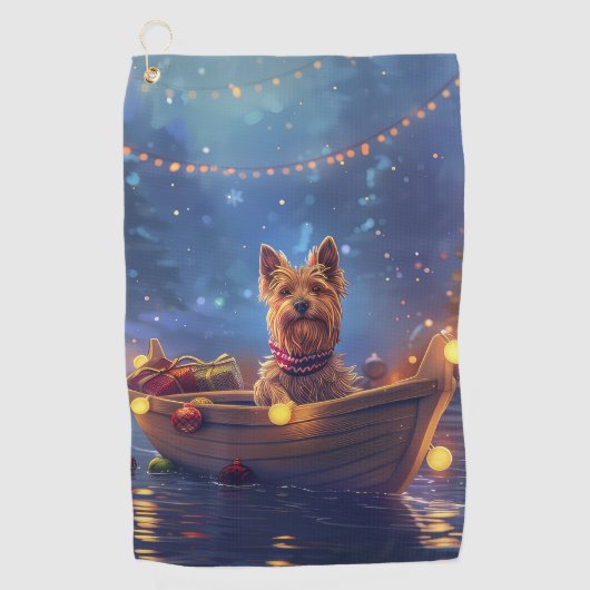 Australian Terrier Christmas Festive Voyage Golfhandtuch (Vorderseite)