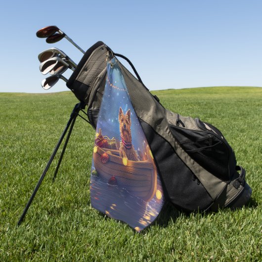 Australian Terrier Christmas Festive Voyage Golfhandtuch (Gras)