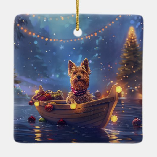 Australian Terrier Christmas Festive Voyage Keramikornament (Rückseite)