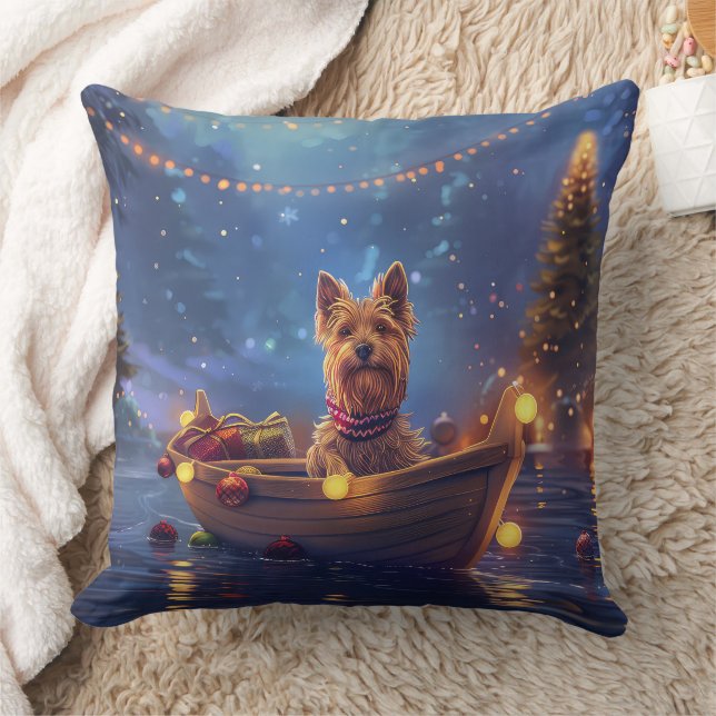 Australian Terrier Christmas Festive Voyage Kissen (Decke)