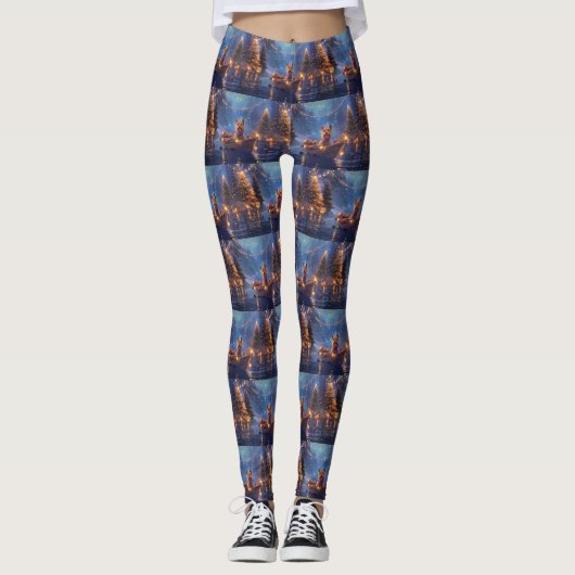 Australian Terrier Christmas Festive Voyage Leggings (Vorderseite)