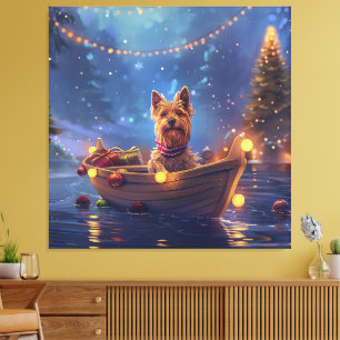 Australian Terrier Christmas Festive Voyage Leinwanddruck