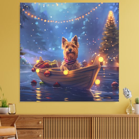 Australian Terrier Christmas Festive Voyage Leinwanddruck (Insitu (Wohnzimmer))
