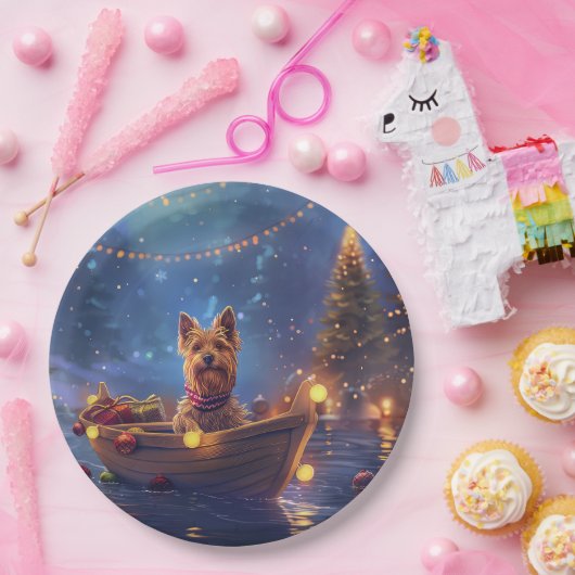 Australian Terrier Christmas Festive Voyage Pappteller (Party)