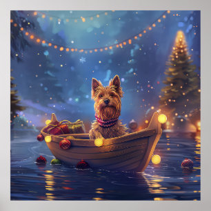 Australian Terrier Christmas Festive Voyage Poster
