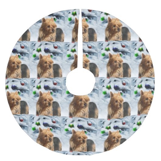 Australian Terrier Christmas Polyester Weihnachtsbaumdecke (Vorderseite)