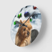 Australian Terrier Christmas Runde Wanduhr (Winkel)