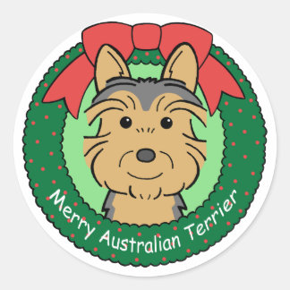 Australian Terrier Christmas Runder Aufkleber