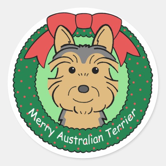 Australian Terrier Christmas Runder Aufkleber (Vorderseite)