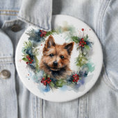 Australian Terrier Christmas Wreath Festive Pup Button (Beispiel)