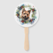Australian Terrier Christmas Wreath Festive Pup Fächer (Vorderseite)