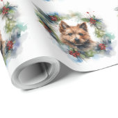 Australian Terrier Christmas Wreath Festive Pup Geschenkpapier (Rolleneckpunkt)