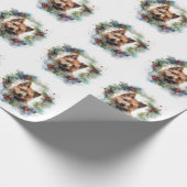 Australian Terrier Christmas Wreath Festive Pup Geschenkpapier (Ecke)