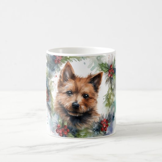 Australian Terrier Christmas Wreath Festive Pup Kaffeetasse (Mittel)