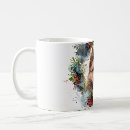 Australian Terrier Christmas Wreath Festive Pup Kaffeetasse (Links)