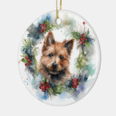 Australian Terrier Christmas Wreath Festive Pup Keramik Ornament (Links)