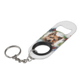 Australian Terrier Christmas Wreath Festive Pup Mini Flaschenöffner (Vorderseite Schrägansicht)