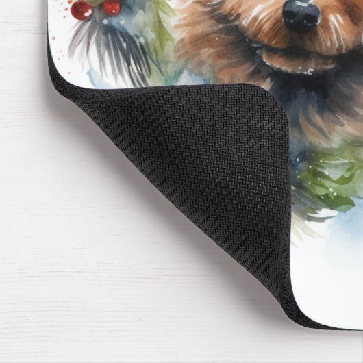 Australian Terrier Christmas Wreath Festive Pup Mousepad (Ecke)