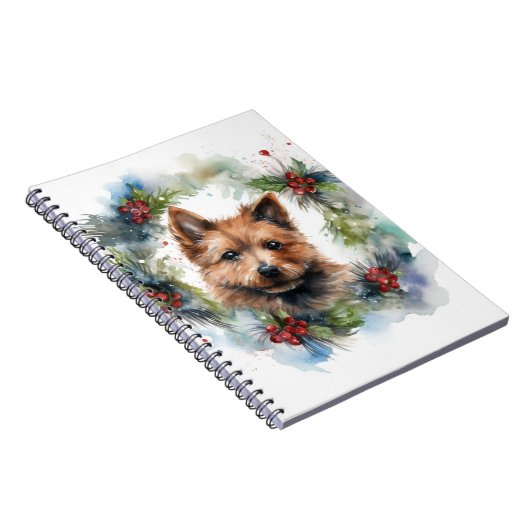 Australian Terrier Christmas Wreath Festive Pup Notizblock (Rechte Seite)