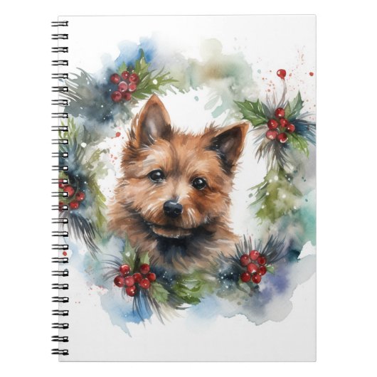 Australian Terrier Christmas Wreath Festive Pup Notizblock (Vorderseite)