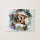 Australian Terrier Christmas Wreath Festive Pup Puzzle (Horizontal)