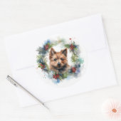 Australian Terrier Christmas Wreath Festive Pup Runder Aufkleber (Umschlag)