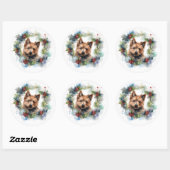 Australian Terrier Christmas Wreath Festive Pup Runder Aufkleber (Blatt)