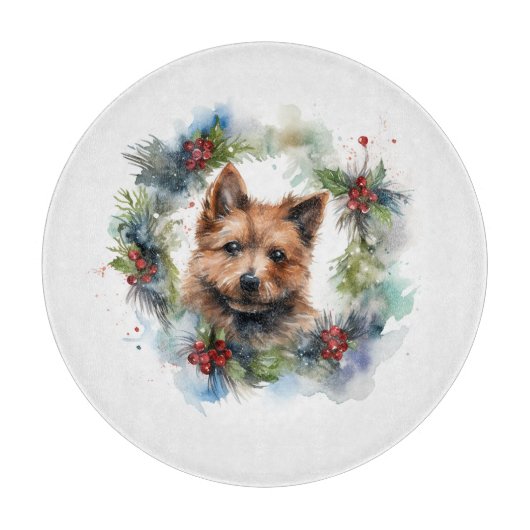 Australian Terrier Christmas Wreath Festive Pup Schneidebrett (Vorderseite)