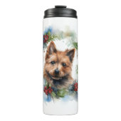 Australian Terrier Christmas Wreath Festive Pup Thermosbecher (Vorderseite)