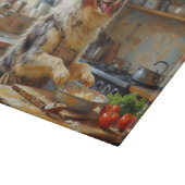Australian Terrier Cooking in Kitchen Schneidebrett (Ecke)