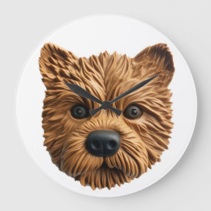 Australian Terrier Dog 3D Inspiriert Große Wanduhr