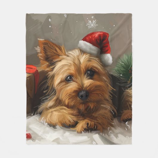 Australian Terrier Dog Christmas Festive Fleecedecke (Vorderseite)