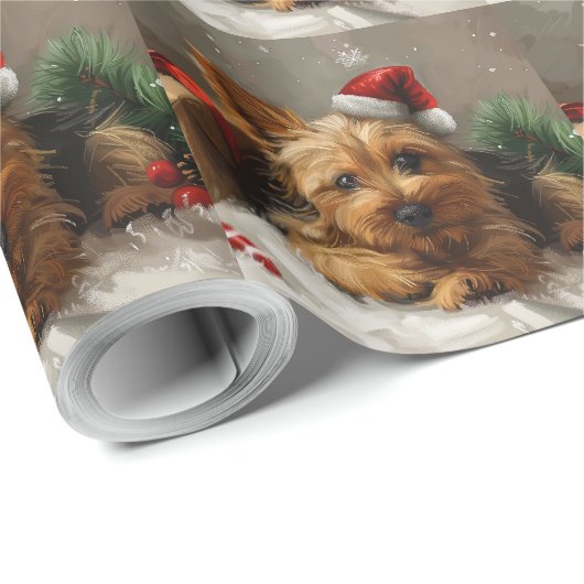 Australian Terrier Dog Christmas Festive Geschenkpapier (Rolleneckpunkt)