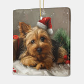 Australian Terrier Dog Christmas Festive Keramikornament (Links)