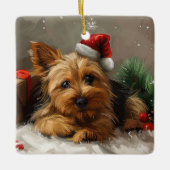 Australian Terrier Dog Christmas Festive Keramikornament (Vorderseite)